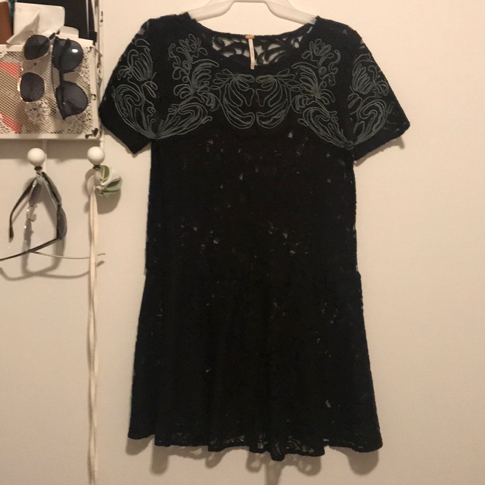 Free People see through lace shirt dress